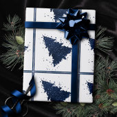 Moody Kerstboom | Klassiek donker marineblauw Cadeaupapier