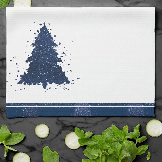 Moody Kerstboom | Klassiek donker marineblauw Theedoek