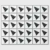 Moody Kerstboom | Onyx Zilverachtig Zwart Splatter Cadeaupapier (Vlak)