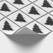 Moody Kerstboom | Onyx Zilverachtig Zwart Splatter Cadeaupapier (Hoek)