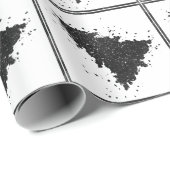 Moody Kerstboom | Onyx Zilverachtig Zwart Splatter Cadeaupapier (Rol Hoek)