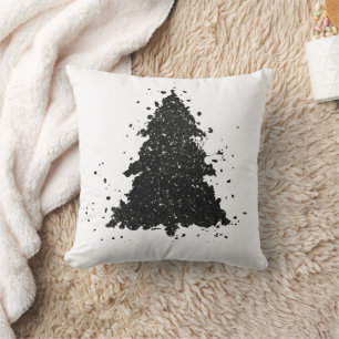 Moody Kerstboom Onyx Zilverachtig Zwart Splatter Kussen