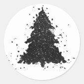 Moody Kerstboom | Onyx Zilverachtig Zwart Splatter Ronde Sticker (Voorkant)
