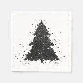 Moody Kerstboom | Onyx Zilverachtig Zwart Splatter Servet (Voorkant)