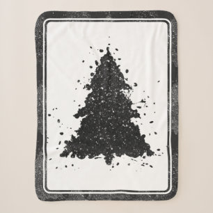 Moody Kerstboom Onyx Zilverachtig Zwart Splatter Sherpa Deken