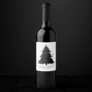 Moody Kerstboom Onyx Zilverachtig Zwart Splatter Wijn Etiket