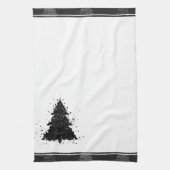 Moody Kerstboom | Onyx zilverachtige zwarte boom Theedoek (Verticaal)