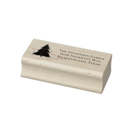 Moody Kerstboom | Onyx zwart houtskool Adres Rubberstempel