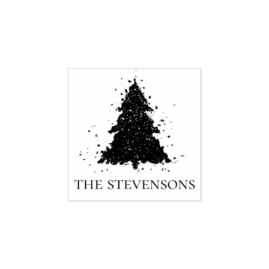 Moody Kerstboom | ONYX zwarte houtskoolafdichting Rubberstempel (Afrduk)