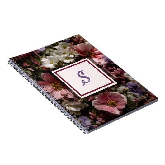 Moody Kleur Bloemen Initiaal Notitieboek (Rechterzijde)