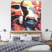 Moody Koe Multicolored Abstract schilderen Canvas Afdruk (Insitu (Slaapkamer))