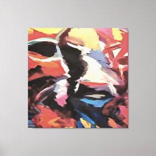 Moody Koe Multicolored Abstract schilderen Canvas Afdruk