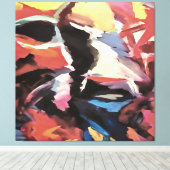 Moody Koe Multicolored Abstract schilderen Canvas Afdruk (Insitu (Houten vloer))