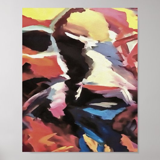 Moody Koe Multicolored Abstract schilderen Poster (Voorkant)