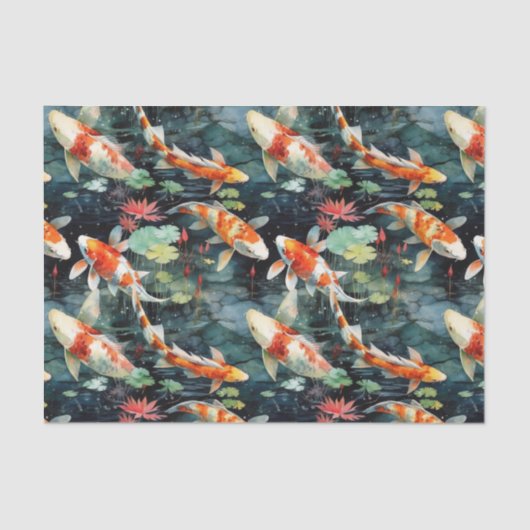 Moody Koi Fish Garden Decoupage Tissuepapier (Voorkant)