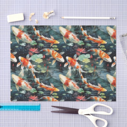 Moody Koi Fish Garden Decoupage Tissuepapier (Craft)