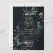 Moody  Lila pioenroos Floral Elegante bruiloft Kaart (Voorkant)