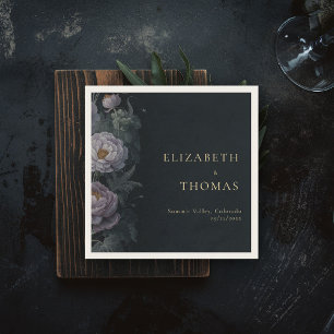 Moody  Lila pioenroos Floral Elegante bruiloft Servet