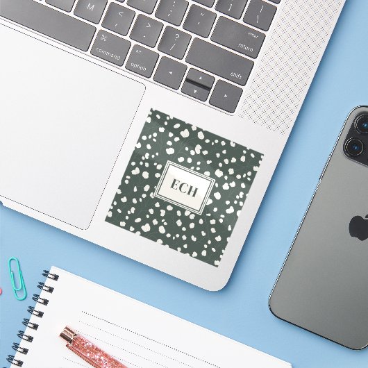 Moody Lunaria Seed Botanical Monogram Personalized Sticker (Laptop met iPhone)