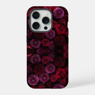 Moody Luxe 3D Bourgondië Bloemige Hoes voor Telefo iPhone 15 Pro Case