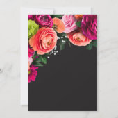 Moody Luxe Floral Vibrant Pink Black Bridal Shower Kaart (Achterkant)
