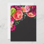 Moody Luxe Floral Vibrant Pink Black Wedding Kaart (Achterkant)