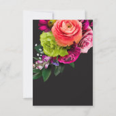 Moody Luxe Floral Vibrant Pink Black Wedding Save The Date (Achterkant)