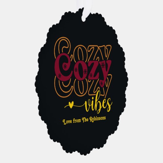 Moody Luxe Gezellige Vibes Retro Kerstfoto Ornament Kaart (Rechts)