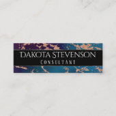 Moody Luxe Marble | Deep Paarse en Blauwgroen Bran Mini Visitekaartje (Voorkant)