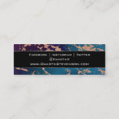Moody Luxe Marble | Deep Paarse en Blauwgroen Bran Mini Visitekaartje (Achterkant)