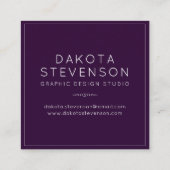 Moody Luxe Marble | Deep Paarse en Blauwgroen Mono Vierkante Visitekaartje (Achterkant)