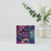 Moody Luxe Marble | Deep Paarse en Blauwgroen Mono Vierkante Visitekaartje (Staand voorkant)