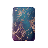 Moody Luxe Marble | Deep Paarse en Blauwgroen Roos Badmat (Voorkant Verticaal)
