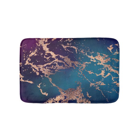 Moody Luxe Marble | Deep Paarse en Blauwgroen Roos Badmat (Voorkant)