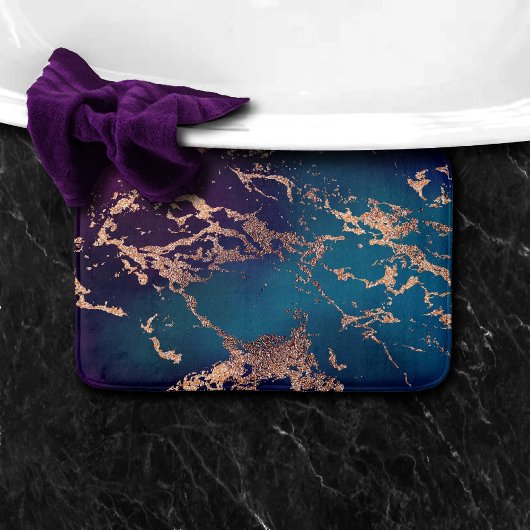Moody Luxe Marble | Deep Paarse en Blauwgroen Roos Badmat