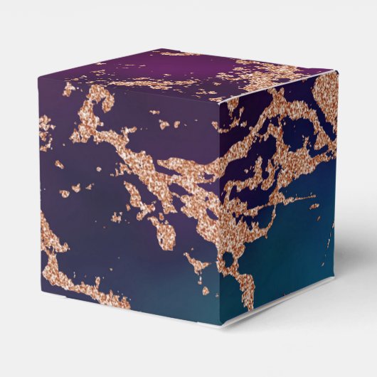 Moody Luxe Marble | Deep Paarse en Blauwgroen Roos Bedankdoosjes (Achterkant)