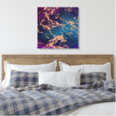 Moody Luxe Marble | Deep Paarse en Blauwgroen Roos Canvas Afdruk (Insitu (Slaapkamer))