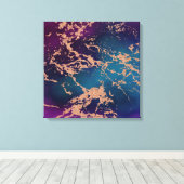 Moody Luxe Marble | Deep Paarse en Blauwgroen Roos Canvas Afdruk (Insitu (Houten vloer))