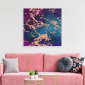Moody Luxe Marble | Deep Paarse en Blauwgroen Roos Canvas Afdruk (Insitu (Woonkamer))