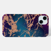 Moody Luxe Marble | Deep Paarse en Blauwgroen Roos Case-Mate iPhone Case (Achterkant (horizontaal))