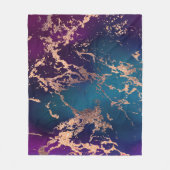 Moody Luxe Marble | Deep Paarse en Blauwgroen Roos Fleece Deken (Voorkant)