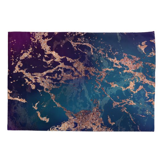 Moody Luxe Marble | Deep Paarse en Blauwgroen Roos Kussensloop (Achterkant)