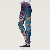 Moody Luxe Marble | Deep Paarse en Blauwgroen Roos Leggings (Links)