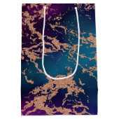 Moody Luxe Marble | Deep Paarse en Blauwgroen Roos Medium Cadeauzakje (Achterkant)