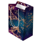 Moody Luxe Marble | Deep Paarse en Blauwgroen Roos Medium Cadeauzakje (Achterkant Gekanteld)
