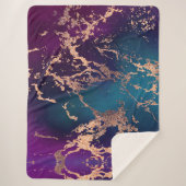 Moody Luxe Marble | Deep Paarse en Blauwgroen Roos Sherpa Deken (Voorkant)