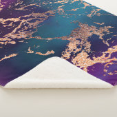 Moody Luxe Marble | Deep Paarse en Blauwgroen Roos Sherpa Deken (3/4)