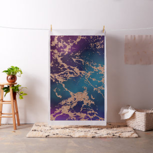 Moody Luxe Marble   Deep Paarse en Blauwgroen Roos Stof