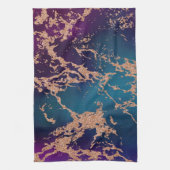 Moody Luxe Marble | Deep Paarse en Blauwgroen Roos Theedoek (Verticaal)