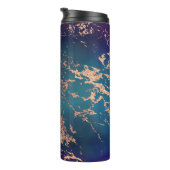 Moody Luxe Marble | Deep Paarse en Blauwgroen Roos Thermosbeker (Geroteerd rechts)